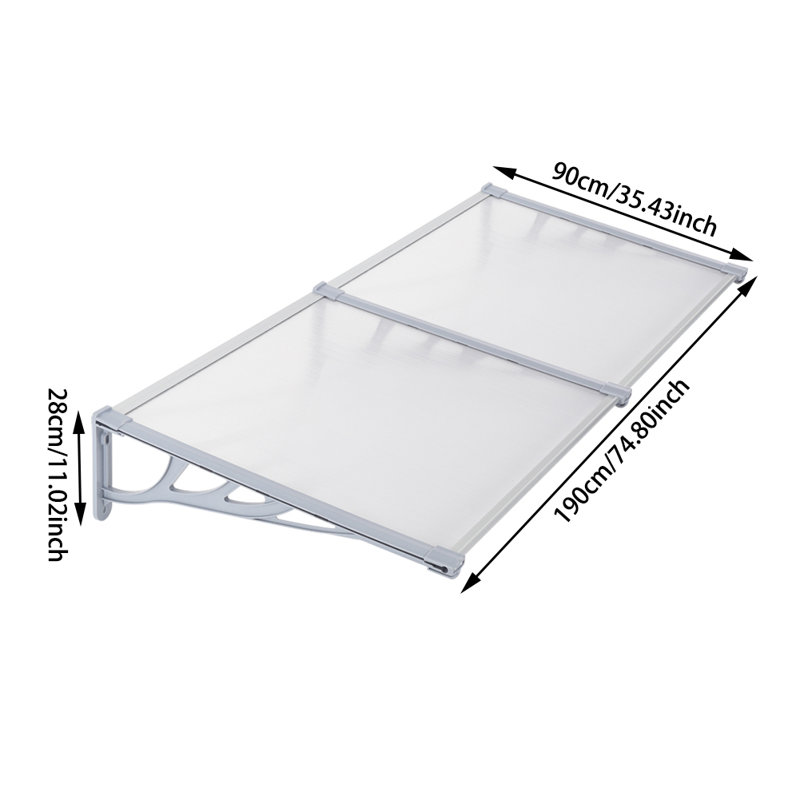 Dakota Fields 190cm W x 90cm D Plastic Cover Retractable Door / Window Awning, Clear/Silver