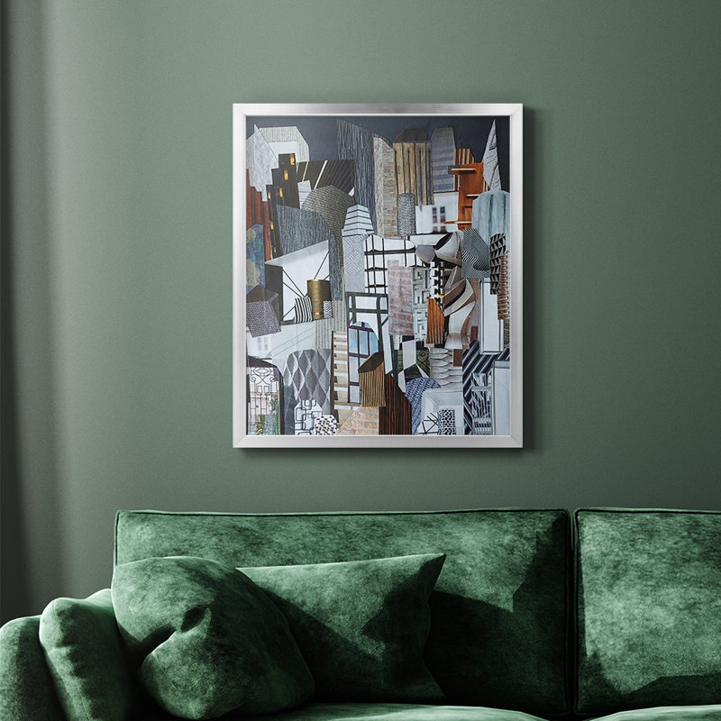 Toile encadrée de qualité supérieure Western Metropolis - prête à être accrochée, Argent, H 24 po x l 20 po