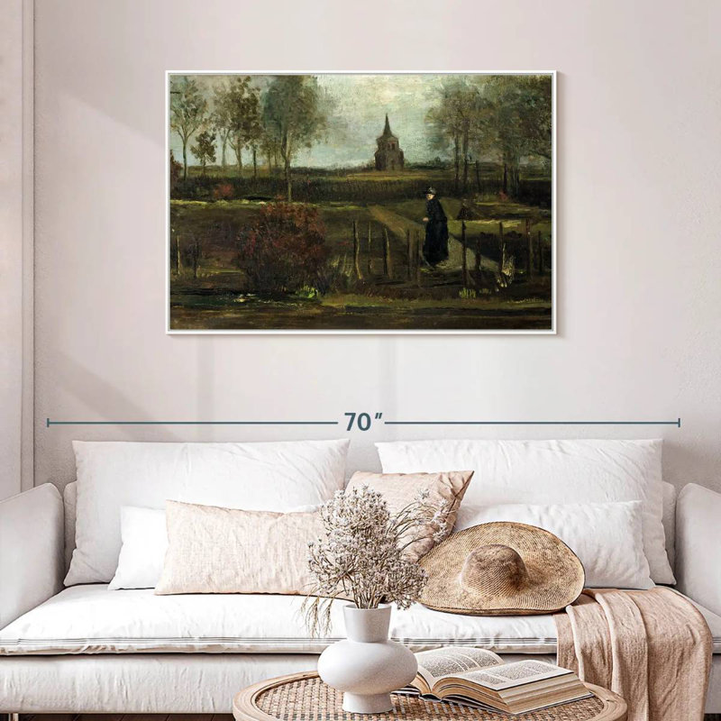 Le jardin Parsonage à Nuenen, 31 po x 21 po, Cadre flottant blanc