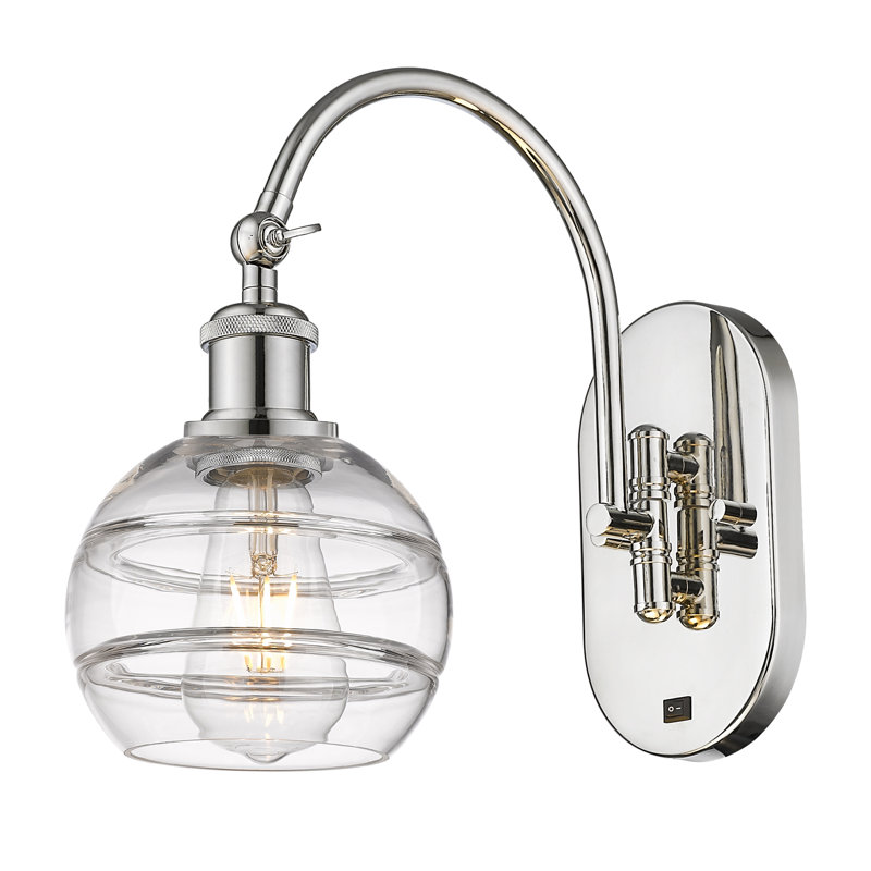 Applique murale en acier Rochester, Nickel poli, Transparent
