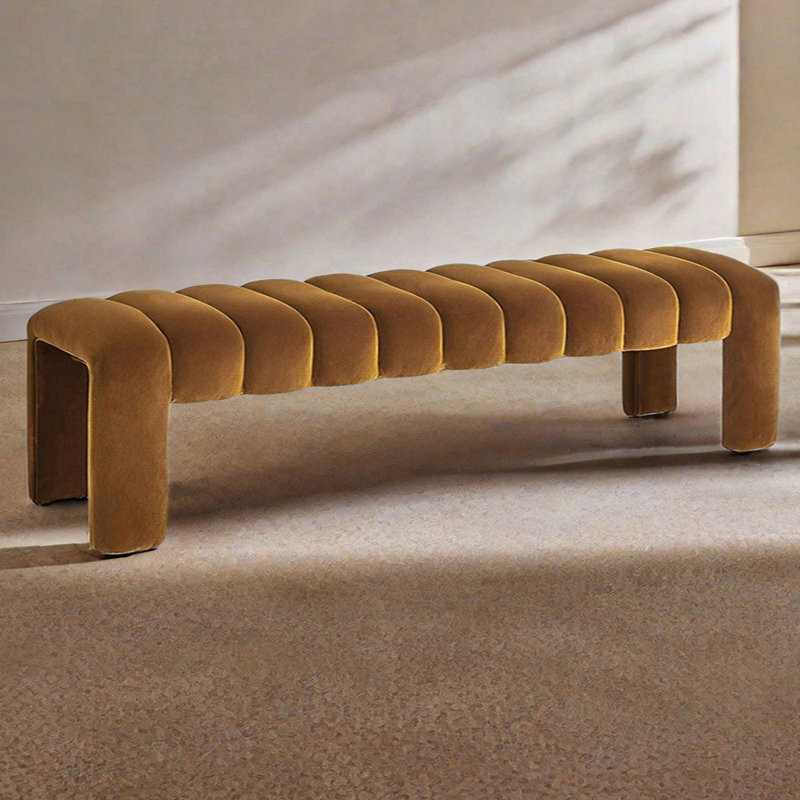 Carraton Polyester Blend Upholstered Bench, Dark Golden Rod, 15.74" H x 70.86" W x 19.68" D