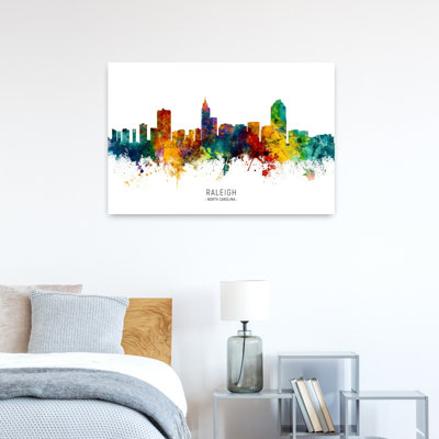 Colorful Raleigh Skyline Abstract Contemporary Architecture City Wall Art