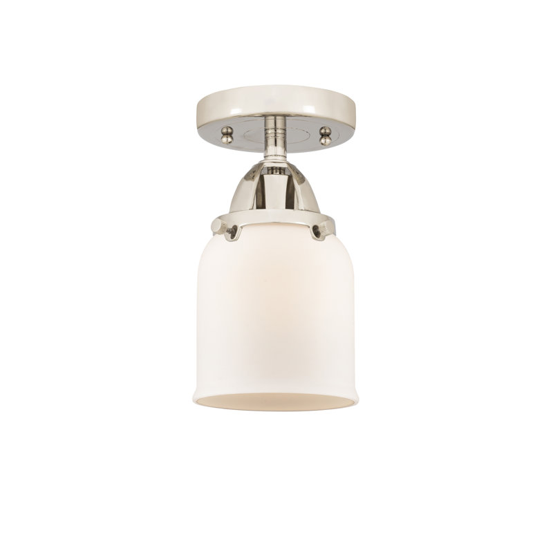 Plafonnier semi-encastré en verre à DEL, Blanc mat, H 9,25 po x l 5 po x P 5 po, Nickel poli