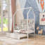 Lit simple, maison en bois avec lit gigogne, enfants avec tablette, blanc-205654447