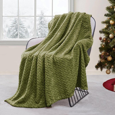 Jeté en molleton pour le canapé et le lit, 50 x 70 pouces douces douces couvertures en flanelle de jacquard décoratives 3D, jetés chauds pelucheux légers pour toutes les saisons