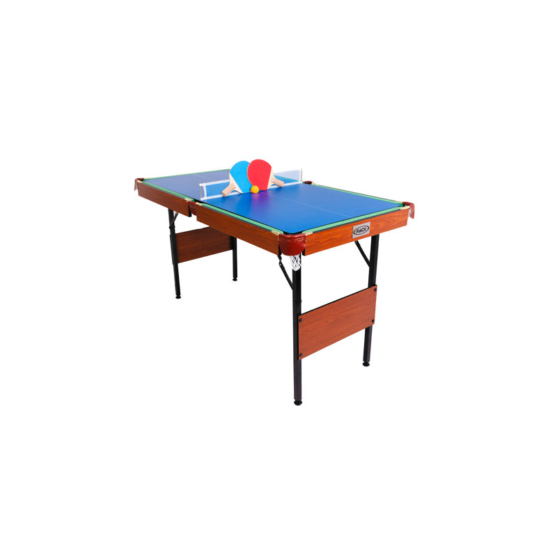 Rack Crux 55 In Folding Billiard/pool Table (3-in-1 Multi Game), Blue/Green, Cherry