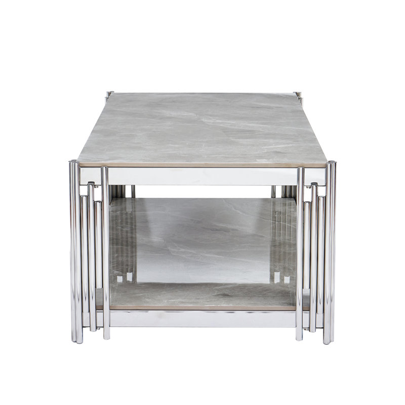 Belini Coffee Table Stone & Stainless Steel