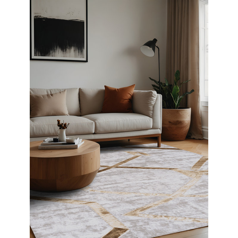 Machine Washable White Area Rug, Square 4'