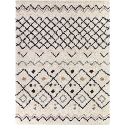 Catrin Charcoal Moroccan Trellis Area Rug