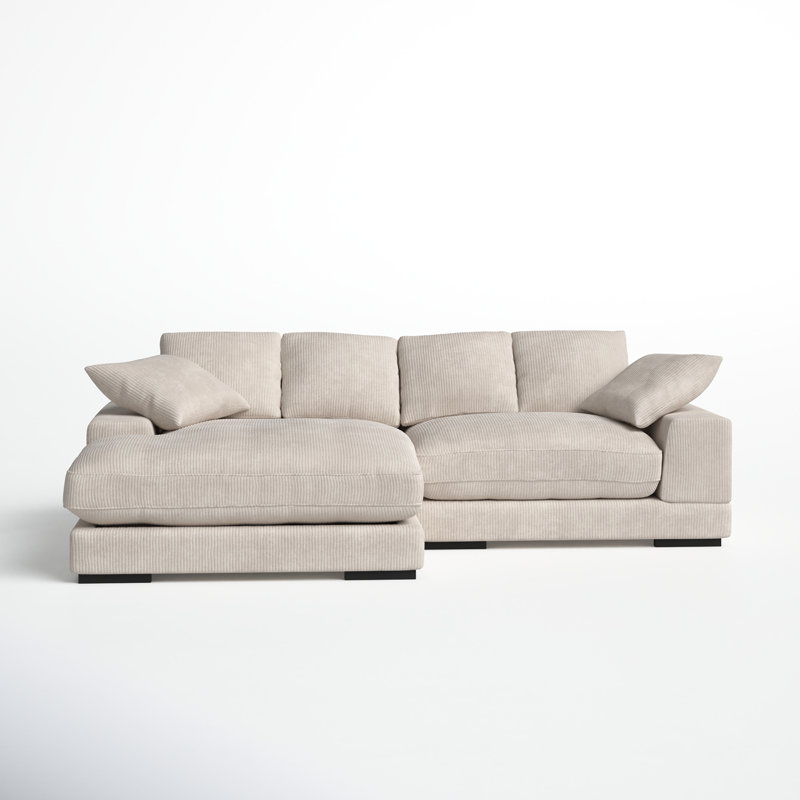 Lonsdale Chaise Sectional, White Corduroy