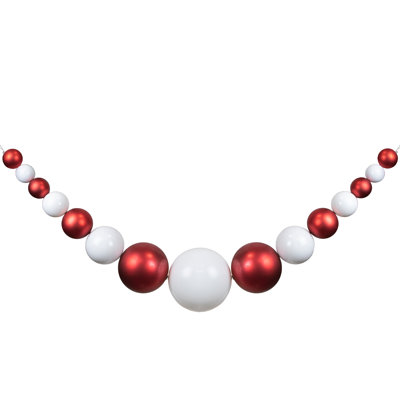 Ornement boule de Noël 6 pi rouge et blanc brillant et mat incassable