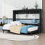 Lit escamotable en bois avec bureau intégré et station de charge USB, lumières DEL-133488950-133488951