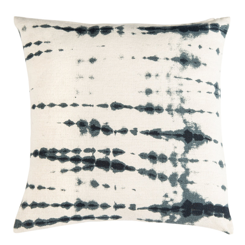 Beige and Blue Abstract Cotton Throw Pillow