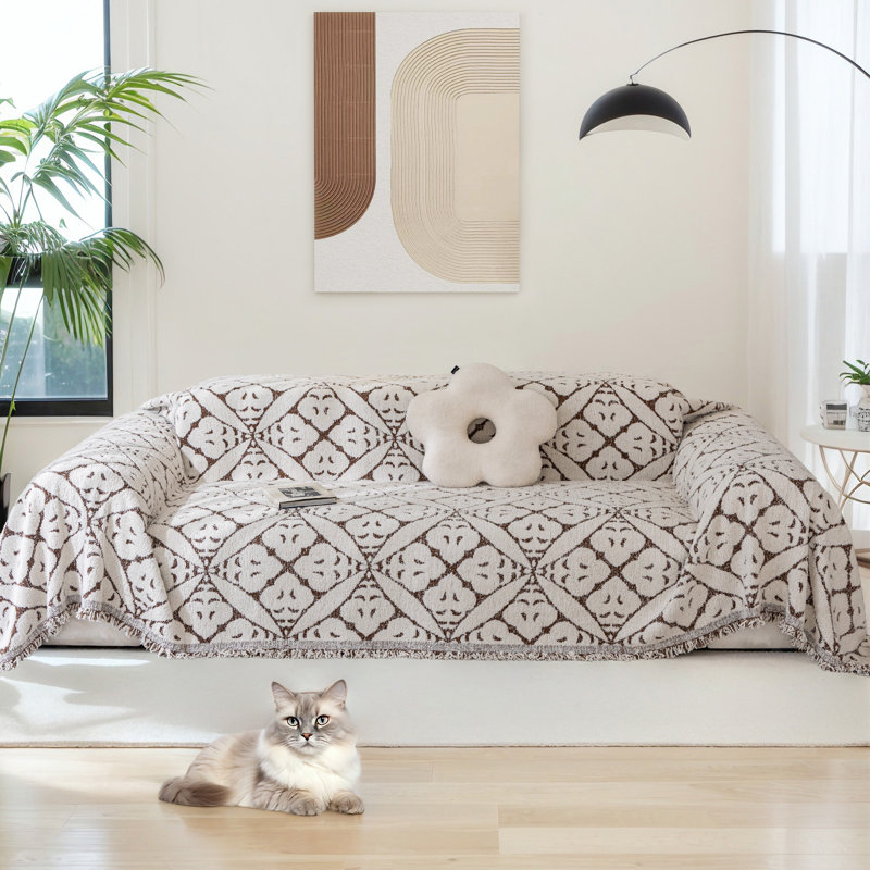 Housse pour canapé en chenille, Chenille café, H 0,2 po x l 150 po x P 71 po