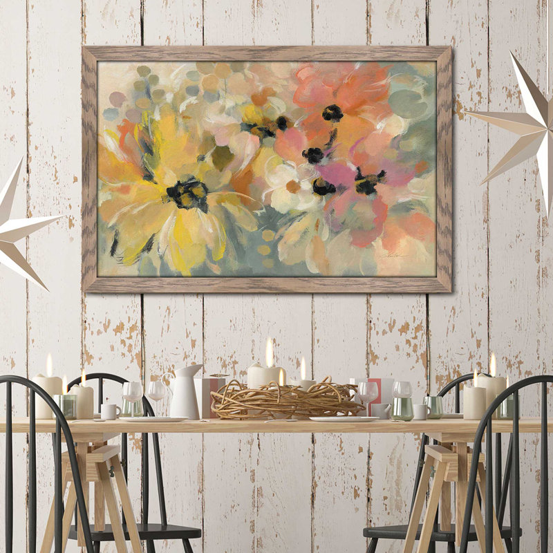 Lit de fleurs June - peinture, H 33,5 po x l 49,5 po x P 1 po, Cadre taupe délavé