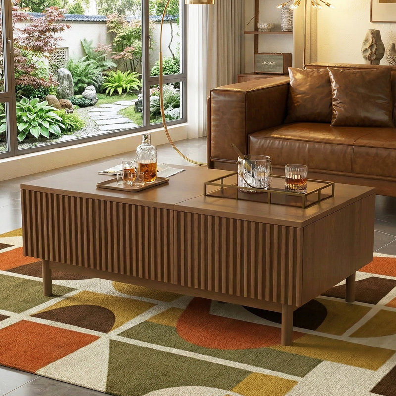 Table basse 51,1 "avec 2 tiroirs et compartiment de rangement caché, conception moderne
