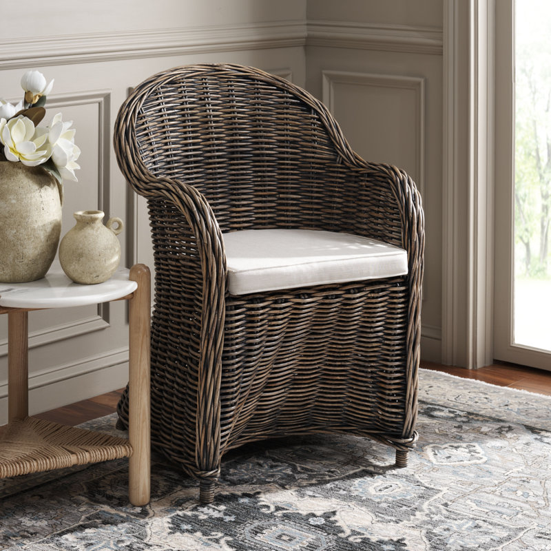 Fauteuil en coton de 24 po de largeur Hahn, Enduit noir, Coton beige