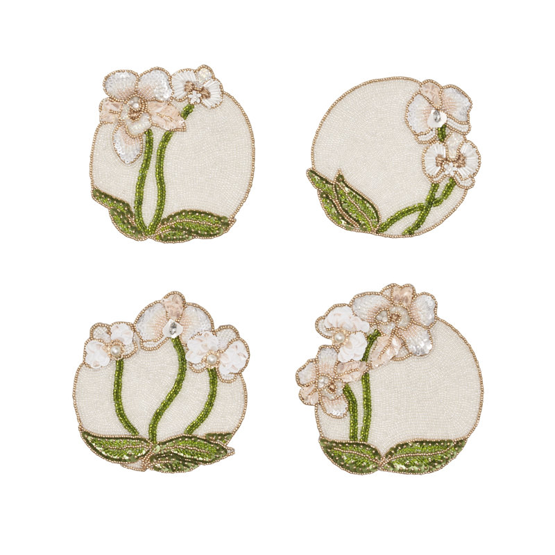 Orchid Coaster Set in a Gift Bag