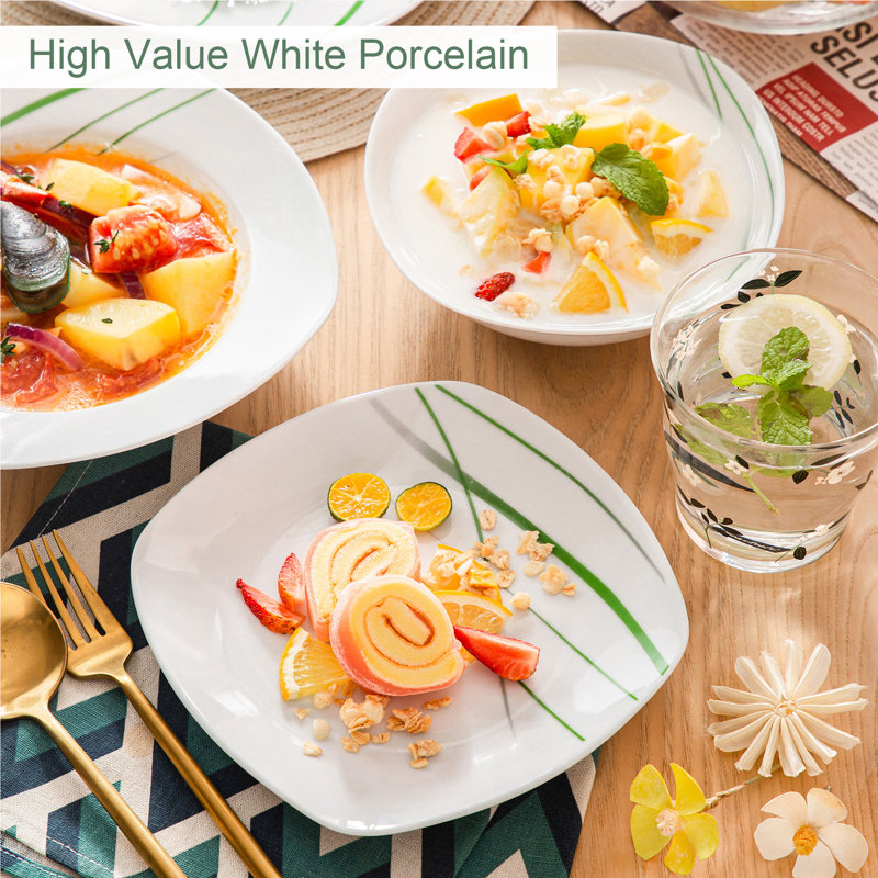 Aviva Piece Porcelain China Dinnerware Set - Service for 12