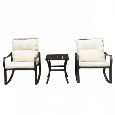 Metal 2 - Person Outdoor Patio Rocking Seating Group with Cushions