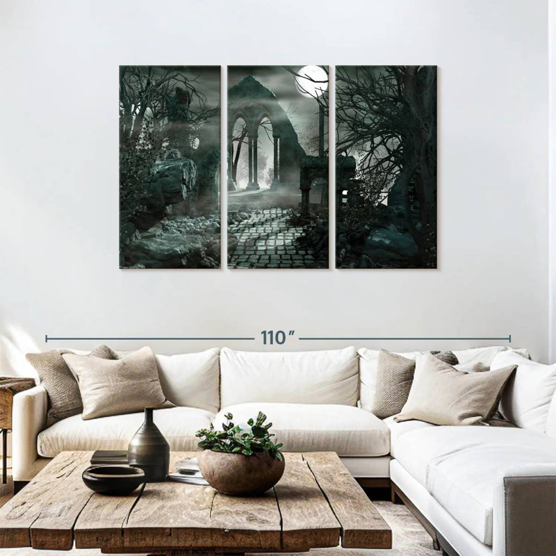 Moonlit Gothic Ruins, 48" H x 74" W