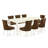9 Piece Dining Table Set Includes a Rectangle Dining Room Table with Butterfly Leaf and 8 Brown Linen Fabric Parson Chairs, 42x78 Inch, Linen White-166531457-233071521-233071522