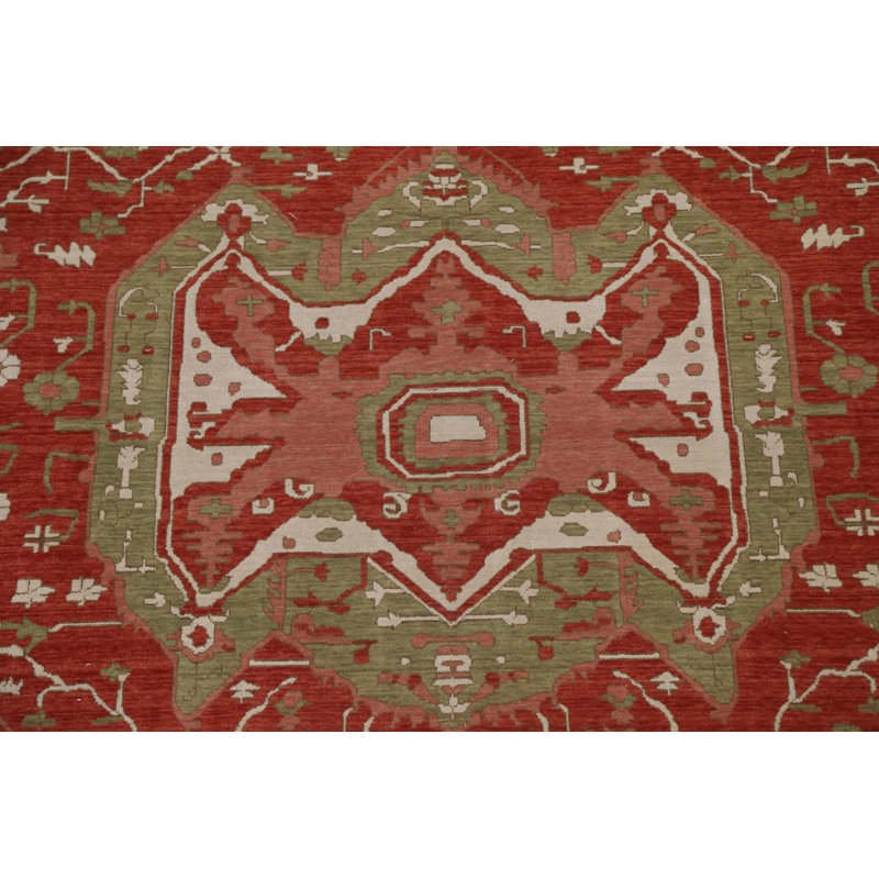 Tapis turc géométrique en laine Heriz Serapi noué à la main 8 x 10