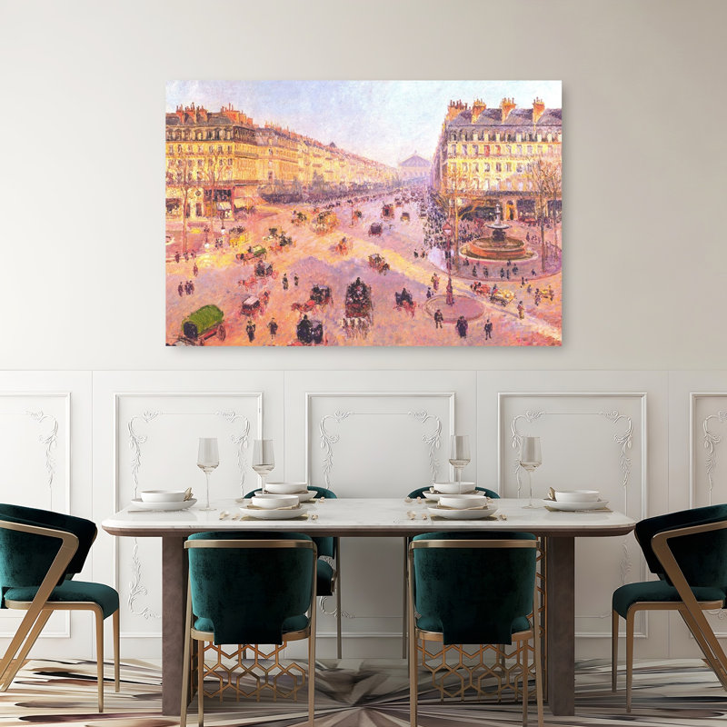 Avenue De L'Opera Classic Contemporary Orchid Architecture City Wall Art Print by Camille Pissarro - Wrapped Canvas Print