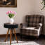 Table basse ronde de 15,7 pouces, style Mid-Century moderne, style multi-coordonnées, convient aux petits espaces, facile à nettoyer, noir et brun, style scandinave compact