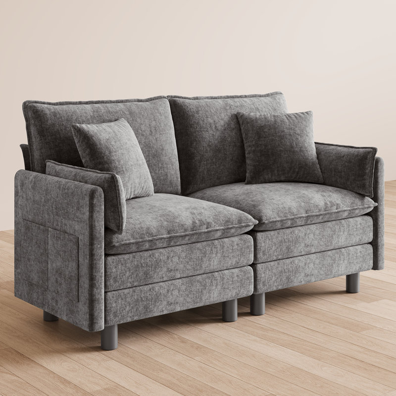  Causeuse modulaire en chenille Arale, Gris
