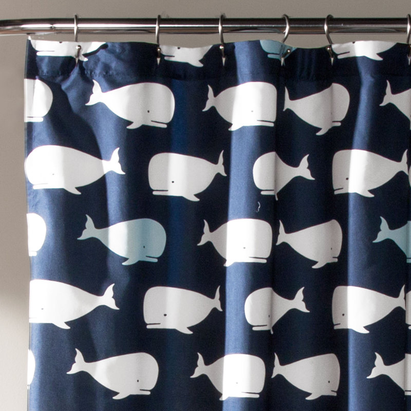 Lush Decor Whale Shower Curtain, Blue