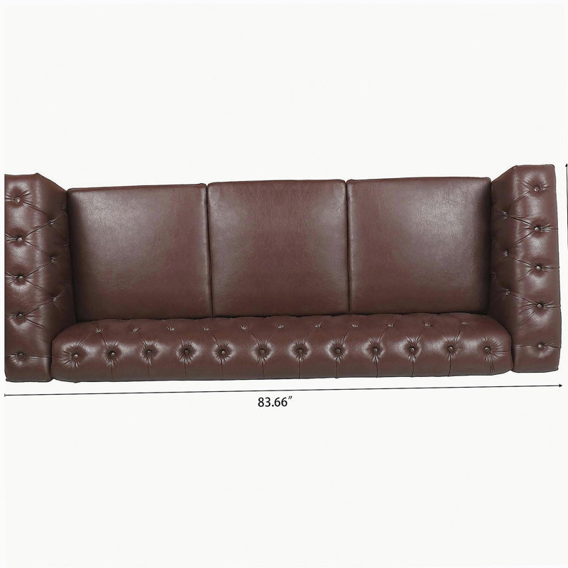 Canapé traditionnel sans accoudoirs de 83,66 po de largeur avec coussins amovibles et 3 places, Marron foncé