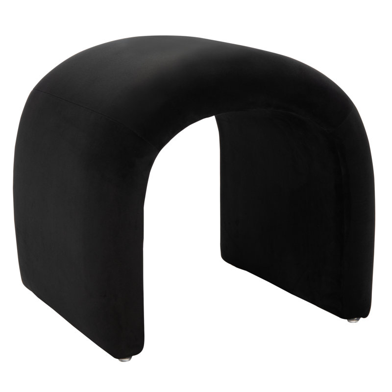 Andeana Upholstered Ottoman, Black Velvet