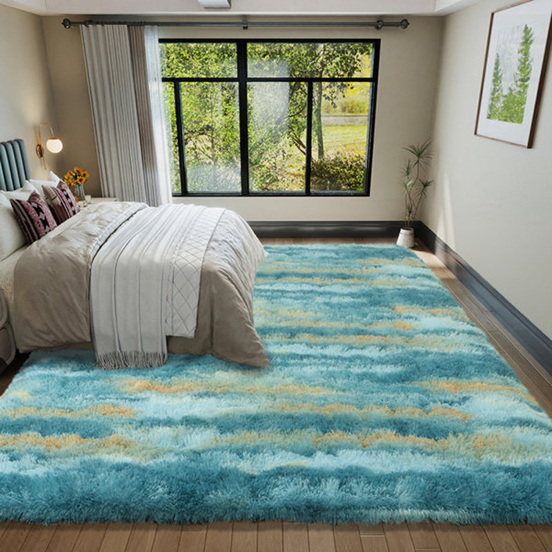 Ultra Fluffy Fuzzy Shag Area Zebra Stripes Indoor Carpet for Living Room Bedroom Bedside Office Hotel, Rectangle 9' x 12'