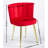 Modern Red Velvet Dining Chair Pair, Iron Tube Golden Legs, Breathable Seat For A Fresh Air Feeling, Fashionable Style Red Chairs ( Of 2), Covered With Color Cool Sit, Simple Assembly