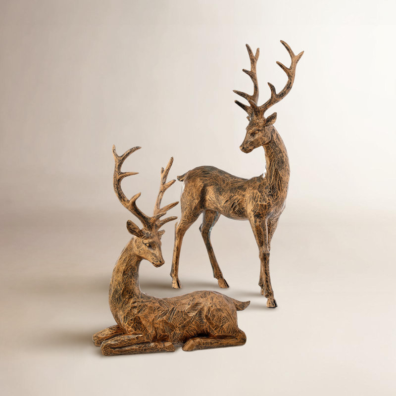 Ensemble de 2 cerfs en résine 14 po Highlands