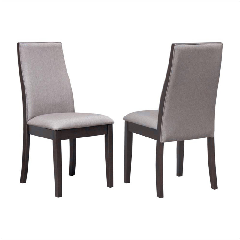 Ensemble de 2 chaises de salle à manger rembourrées en tissu espresso