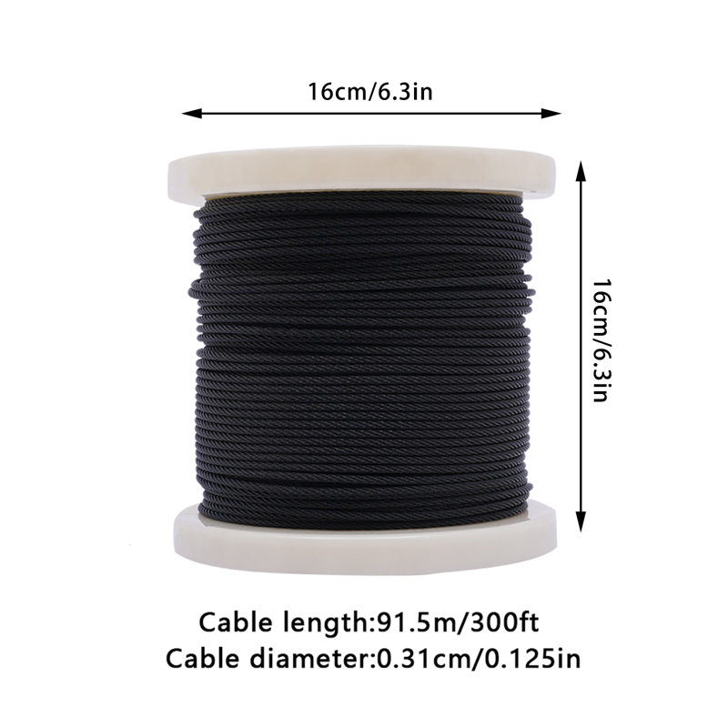 Corde à câbles en acier inoxydable H 7 po x l 7 po x l 7 po, 300 pi