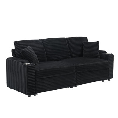 79.8 "Corduroy Cup Holder Sofa by Latitude Run
