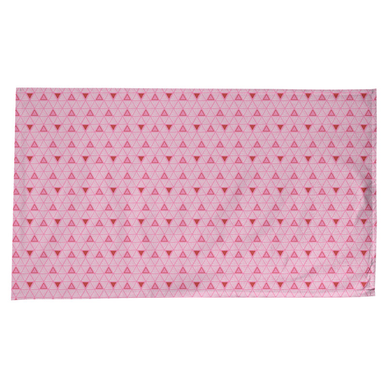 Nappe géométrique en coton - Triangles dessinés à la main, collection Jordao, lavable à la machine, Rose foncé / noir