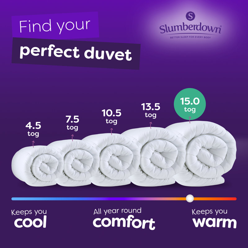 Slumberdown Chilly Nights 15 Tog Duvet, 2 Super Support Pillows, Double