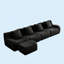 Canapé en L sans siège à 4 places, tissu en peluche sans assemblage requis, accoudoirs incurvés, conception antidérapante, méridienne d'assemblage, éponge à compression haute densité 32D-118027391