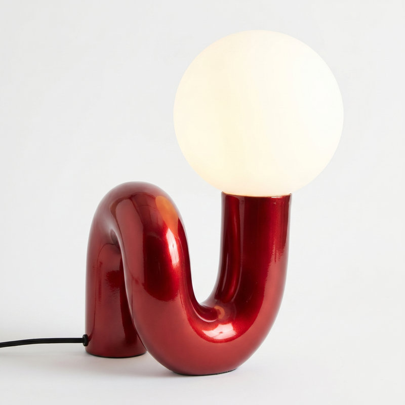 Lampe de table en résine Verda, Rouge