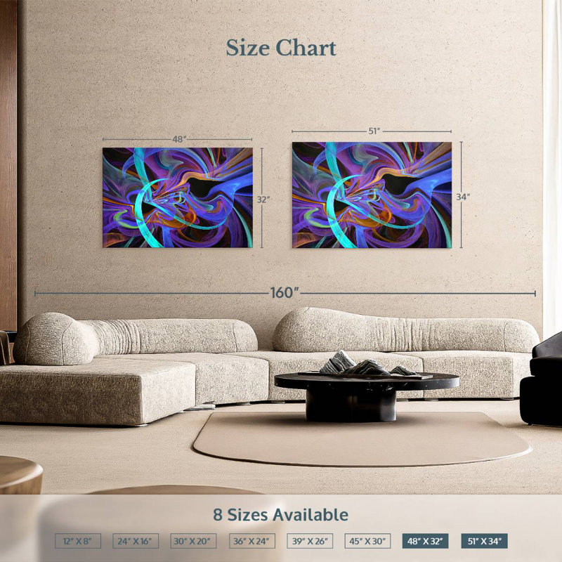 Avery Neon Vortex Abstract, 34" H x 51" W