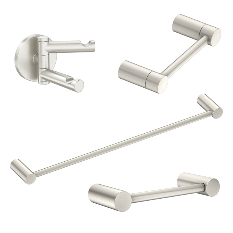 Ensemble de quincaillerie de salle de bain 4 pièces Align, Nickel brossé