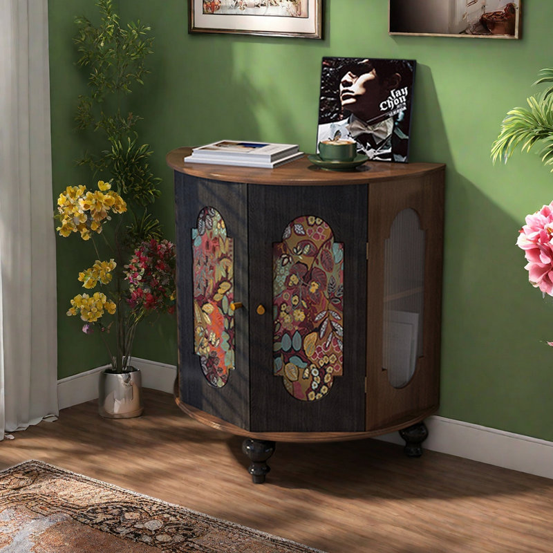 Armoire décorative demi-cercle en bois massif rétro.