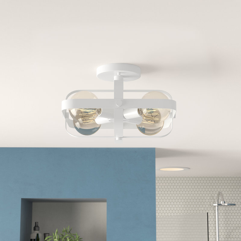 Bartłomiej Semi Flush Mount, White, White