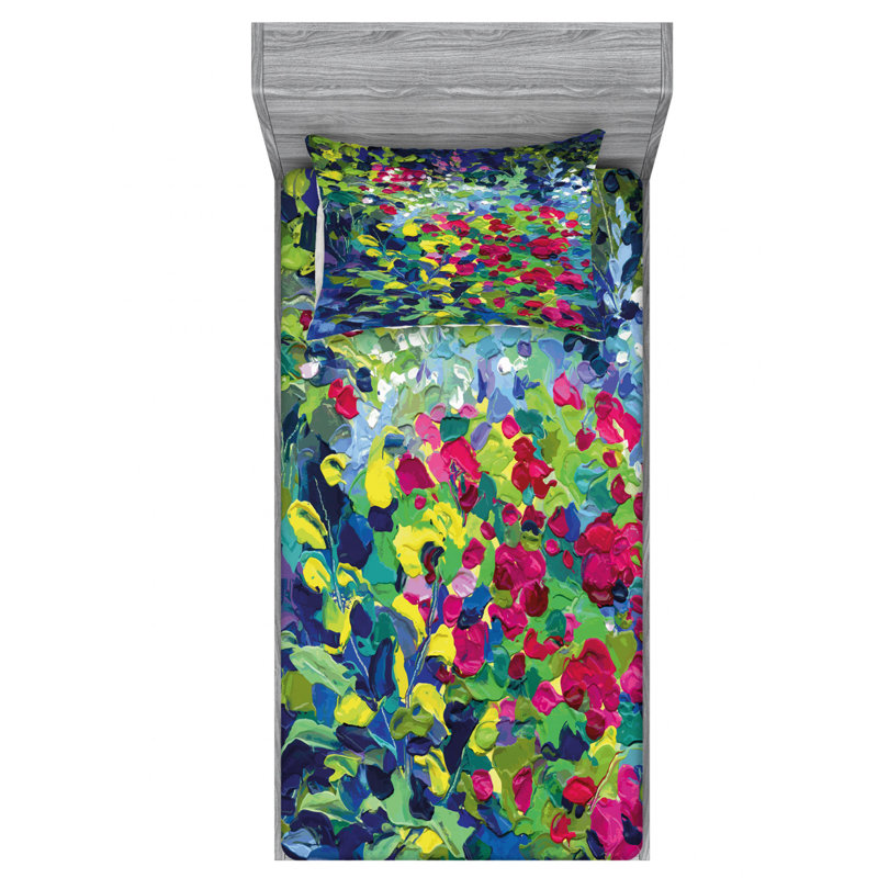 Microfiber Floral Sheet Set, Twin XL Sheet Set with Fitted Sheet