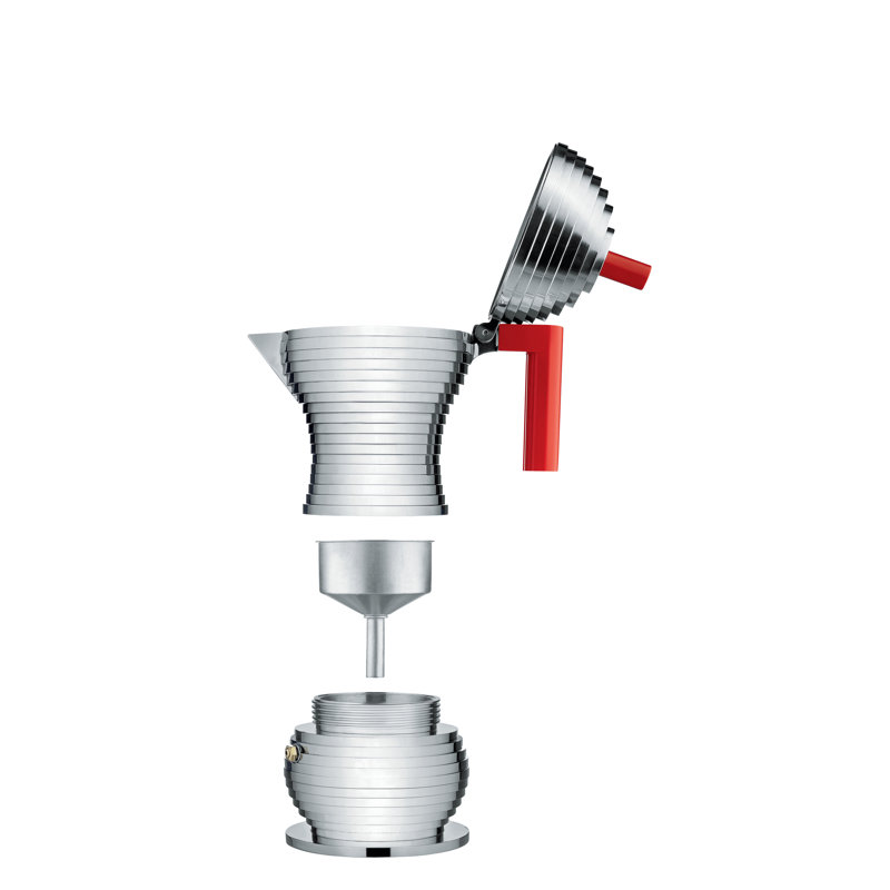 Pulcina Espresso Coffee Maker, 3 Cup, Red
