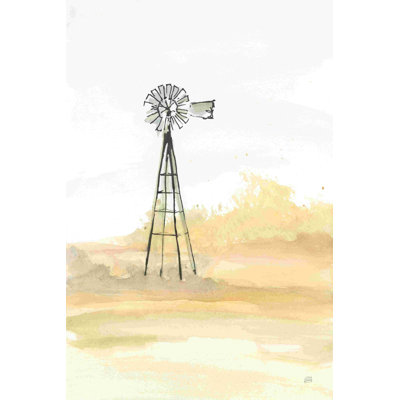 «Windmill Landscape III» par Chris Paschke - peinture sur toile tendue